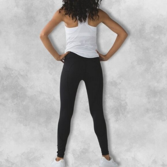 Lululemon Speed Up Tight Pants High-Rise Waistband Multiple Pockets Black W US 4 - Picture 2 of 4